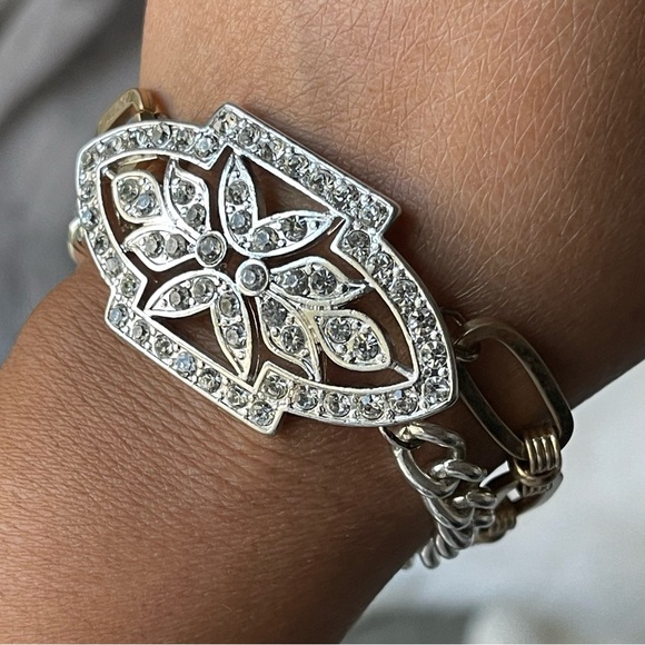 The Limited | Two Tone Double-Chained Vintage Inspired Pave Crystals Bracelet - Picture 10 of 13